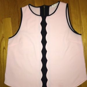 Pink w black mid-stripe zip back Sz L